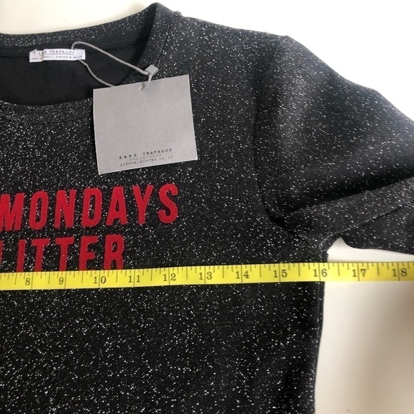 Zara Trafaluc Dip Mondays in Glitter Crew Neck Cropped Glitter Top Size S - Picture 10 of 12